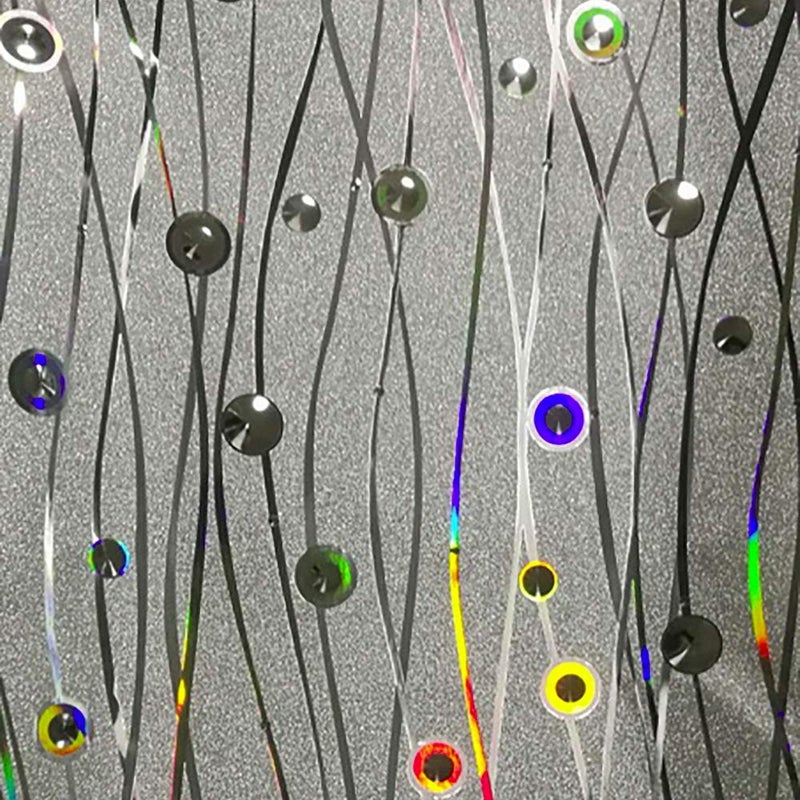 Dundee Deco AZ-G021 Abstract Glitter Silver, Charcoal, Yellow, Blue Circles, Waves Peel and Stick Self Adhesive Removable Wallpaper, Roll 18 ft. X 18 in. (5.5m X 45cm), 26.6 sq. ft. (2.5 sq. m) - Image 1